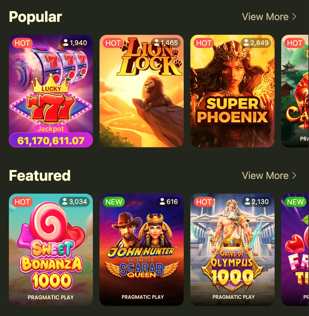 Diverse selection of modern slot games on Bangbet